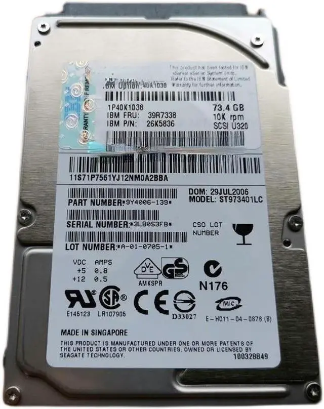 Main image of For IBM 40K1038 39R7338 73.4G 10K 2.5 SCSI hard disk 26K5836 ST973401LC