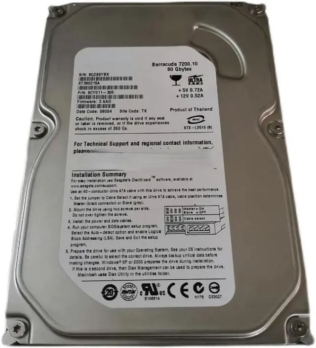 シーゲート Barracuda ST380215A - 7200RPM 80GB SATA 3.5 