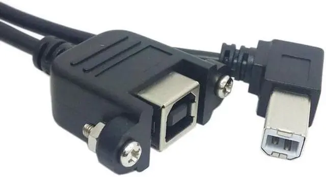 Main image of 90 Degree Right Angled USB B Male to Female extension cable with screws for Panel Mount 1m