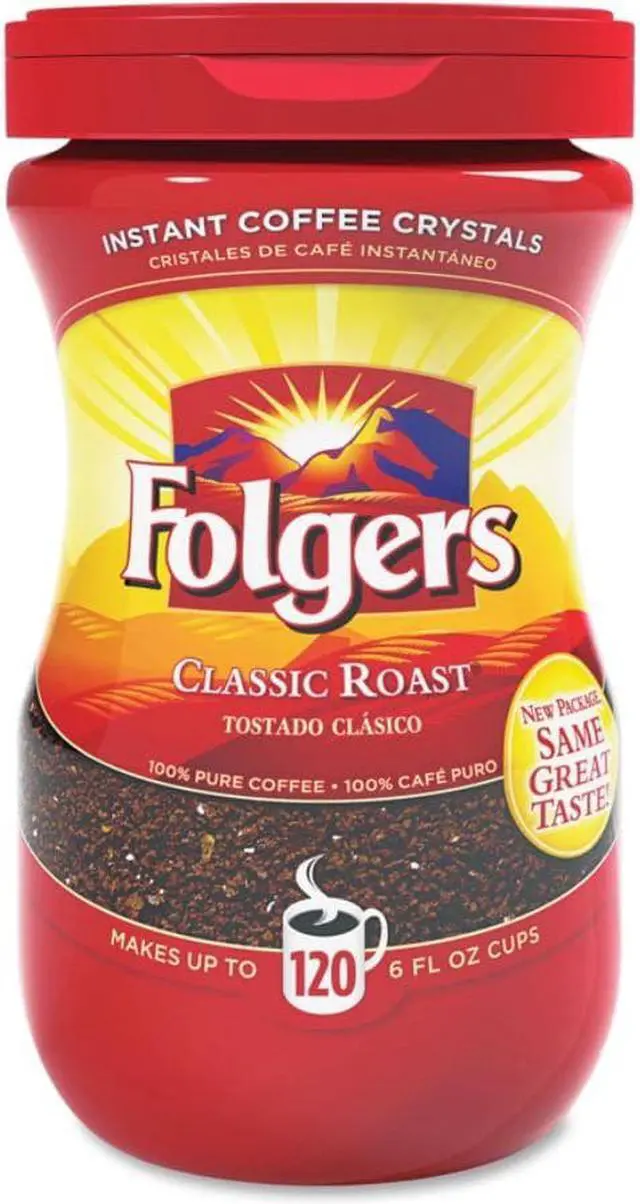 Alt view image 2 of 5 - Instant Coffee Crystals Folgers Regular 8 oz Dark Brown 20629