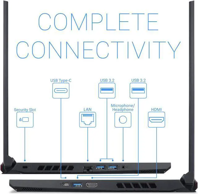 Alt view image 13 of 17 - Acer AN515-55-53E5 - 15.6 inches - 8 GB RAM - Intel CPU - 256 GB storage - Windows 10 Home Laptop Notebook