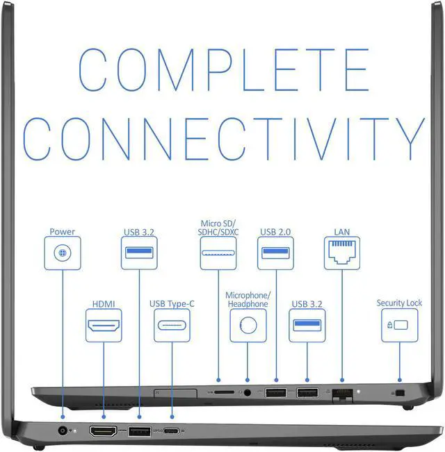 Alt view image 5 of 7 - Dell Latitude 3510 Laptop, 15.6" HD Display, Intel Core i5-10210U Upto 4.2GHz, 16GB RAM, 512GB SSD, HDMI, DisplayPort via USB-C, Card Reader, Wi-Fi, Bluetooth, Windows 10 Pro