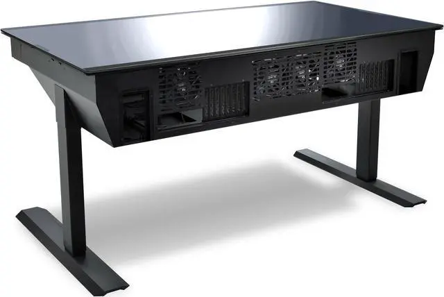 Alt view image 8 of 7 - LIAN LI DK-05 FX Black Aluminum / Steel Desk Computer Case 2 x ATX PSU (Optional) Power Supply