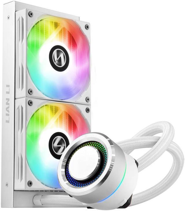 LIAN LI GALAHAD AIO 240 RGB WHITE, Dual 120mm Addressable RGB Fans AIO CPU  Liquid Cooler