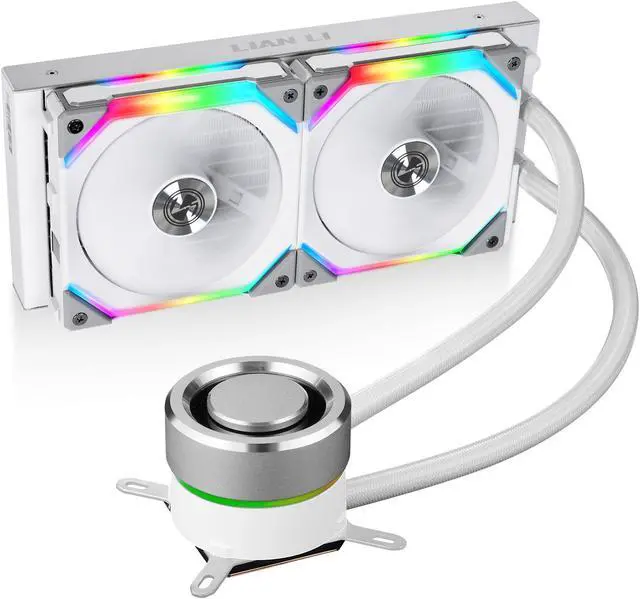 Alt view image 6 of 7 - LIAN LI GALAHAD AIO 240 RGB UNI FAN SL120 EDITION WHITE, Dual 120mm Addressable RGB Fans AIO CPU Liquid Cooler----GA-240SLA, LGA1700 bracket Included
