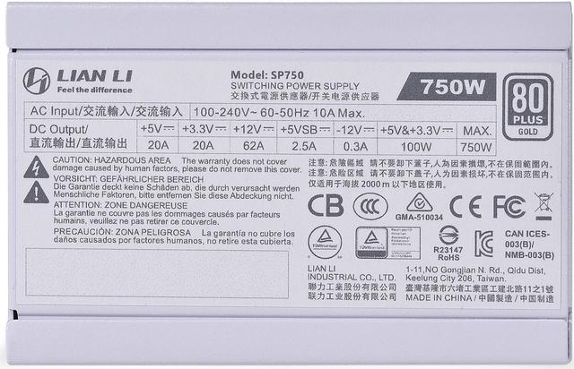 Alt view image 5 of 15 - LIAN LI SP 750W,  White color , Performance SFX Form Factor Power Supply - SP750W