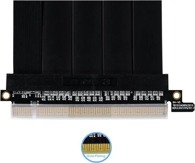 Alt view image 4 of 15 - LIAN LI Premium PCI-E 16X 4.0 Black Extender Riser Cable 600 mm , Black Color ---PW-PCI-4-60X