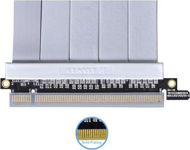 Alt view image 5 of 14 - LIAN LI Premium PCI-E 16X 4.0 White Extender Riser Cable 600 mm , White Color ---PW-PCI-4-60W
