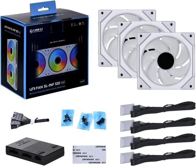 Alt view image 3 of 10 - LIAN LI UNI FAN SL INFINITY 120 RGB WHITE  3 PCS PACK ---UF-SLIN120-3W  ( L Connect 3.0 Controller included)