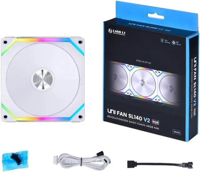Alt view image 6 of 15 - LIAN LI UNI Fan SL140 V2 RGB White Single Fan Pack Without Controller - UF-SL140V2-1W