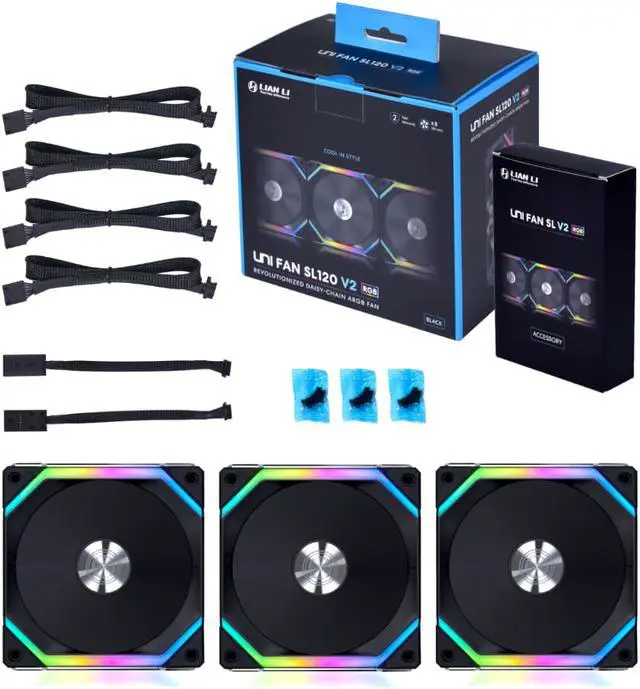 Alt view image 8 of 15 - Lian Li UNI Fan SL120 V2 RGB Black 3x 12cm Fan Pack with Controller - UF-SL120V2-3B