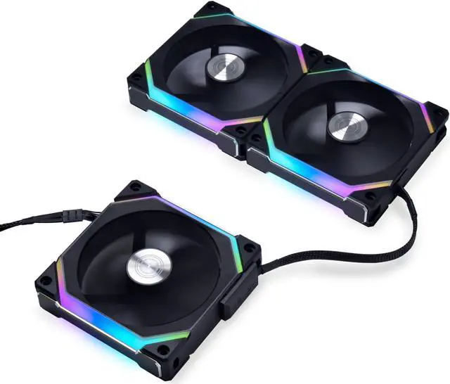 Alt view image 7 of 15 - Lian Li UNI Fan SL120 V2 RGB Black 3x 12cm Fan Pack with Controller - UF-SL120V2-3B