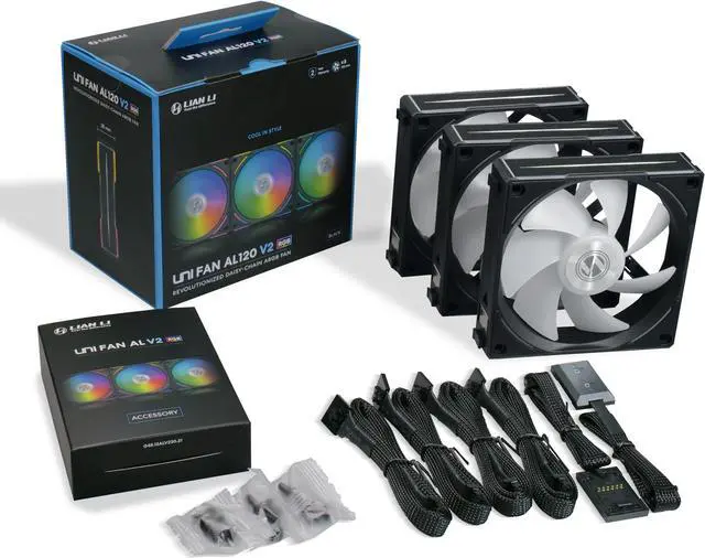 Alt view image 4 of 15 - LIAN LI UNI Fan AL120 V2 RGB Black 3x 120mm Fan Pack with Controller - UF-AL120V2-3B