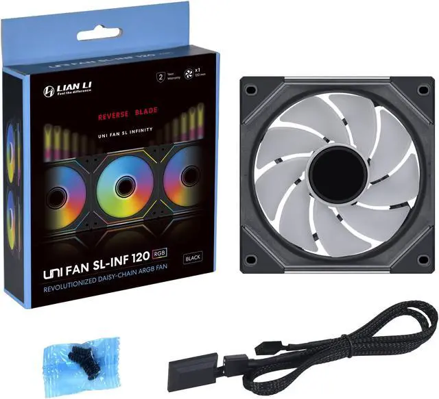 Alt view image 6 of 8 - LIAN LI UNI FAN SL INFINITY 120 RGB BLACK  REVERSE BLADE VERSION ---UF-RSLIN120-1B (No controller included)