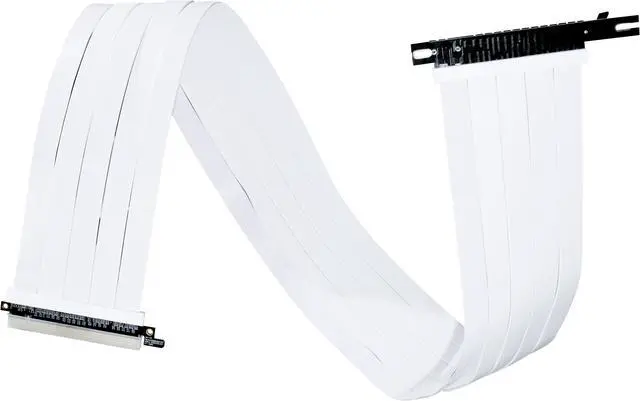 Alt view image 4 of 5 - LIAN LI Premium PCI-E 16X 4.0 White Extender Riser Cable 600 mm , White Color ---PW-PCIV-4-90W