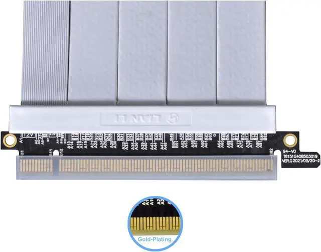Alt view image 3 of 5 - LIAN LI Premium PCI-E 16X 4.0 White Extender Riser Cable 600 mm , White Color ---PW-PCIV-4-90W