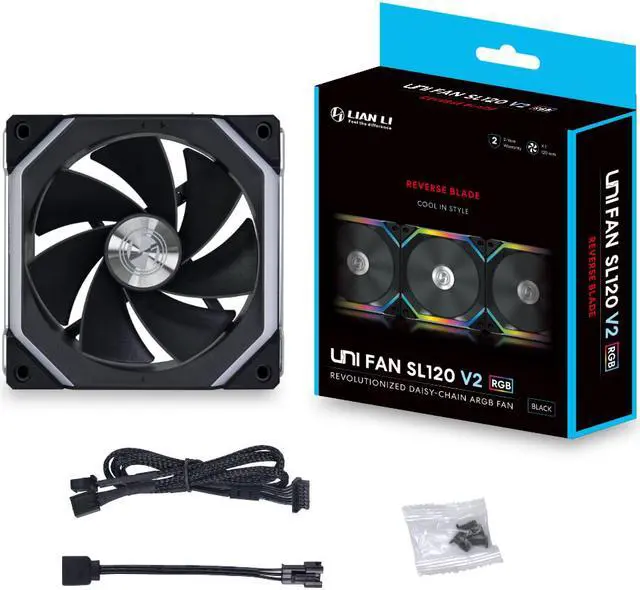 Alt view image 7 of 8 - Lian li UNI FAN SLV2 120 Reverse Blade, Black color, single pack without controller -----UF-RSL120V2-1B