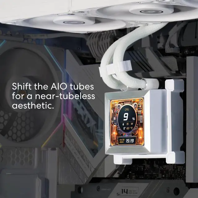 Alt view image 3 of 8 - Lian Li Hydroshift 360 AIO- Pre-installed 3 x 28MM fans - Side-mounted coolant pathway - 2.88” LCD Screen - 480 × 480 Resolution - Captured screenshots or recorded videos Shift AIO -White (HSLCD36SW)