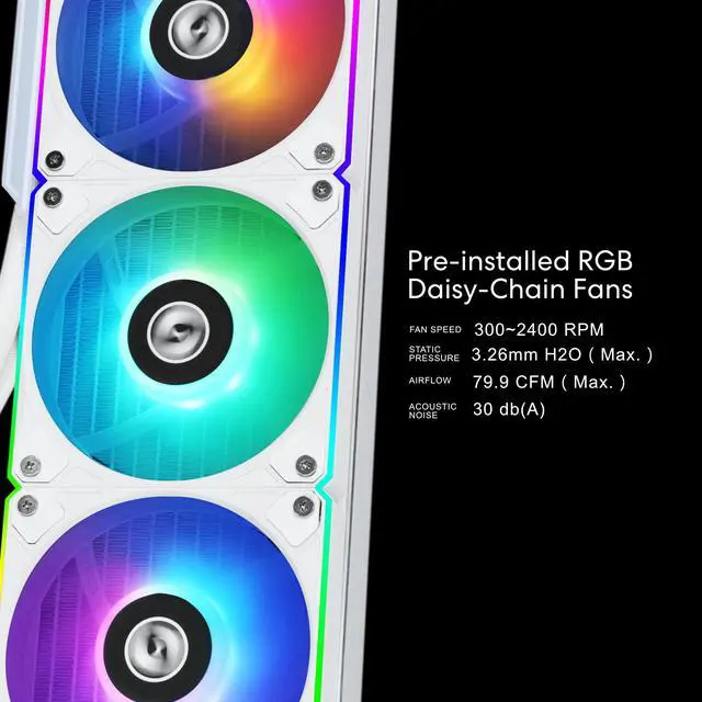 Alt view image 6 of 8 - Lian Li Hydroshift 360 AIO - Pre-installed 3 x ARGB fans - Side-Mounted Coolant Pathway - 2.88” LCD Screen - 480 × 480 Resolution - Captured Screenshots or Recorded Videos Shift AIO - White (HSLCD36RW)