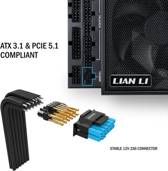 Alt view image 3 of 7 - LIAN LI Edge Series EG850 Black  Color ATX 850 Watt 80 Plus Platinum V3.1 Full-modular Power Supply, US Power Cord ----EG0850B