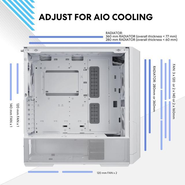 Alt view image 3 of 11 - LIAN LI LANCOOL 216RW White Steel / Tempered Glass ATX Mid Tower Computer Case ,2x 16 cm ARGB Fans Included ----LANCOOL 216RW