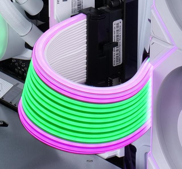 Alt view image 2 of 13 - Lian Li Strimer Wireless 24 Pin - Addressable RGB Power Extension Cable with 2.4 GHz Wireless Control -  12 Light Guides - Wireless Controller Included; a controller is required for use. (PW24-1W-T)