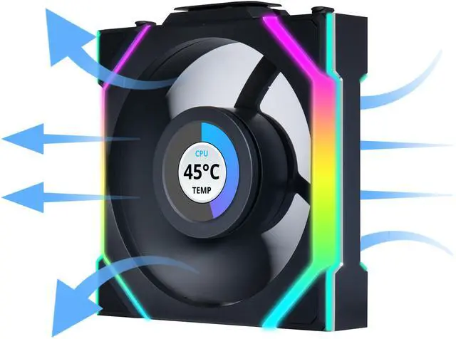 Alt view image 6 of 8 - Lian Li UNI Fan SL LCD Wireless (Reverse Blade) 120mm ARGB Fan - Triple Pack - 1.6" LCD Display - 2.4 GHz Wireless Signal for RGB & Fan Control - Controller Included & Required - Black(12RSLLCD1W3B)