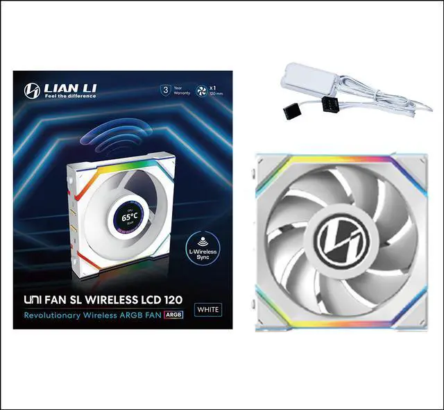 Alt view image 6 of 7 - Lian Li UNI Fan SL LCD Wireless 120mm ARGB Fan - Single Pack - 1.6" LCD Display - 2.4 GHz Wireless Signal for RGB & Fan Control -  Controller NOT Included & Required - White (12SLLCD1W1W)