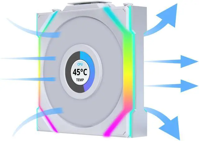 Main image of Lian Li UNI Fan SL LCD Wireless 120mm ARGB Fan - Single Pack - 1.6" LCD Display - 2.4 GHz Wireless Signal for RGB & Fan Control -  Controller NOT Included & Required - White (12SLLCD1W1W)