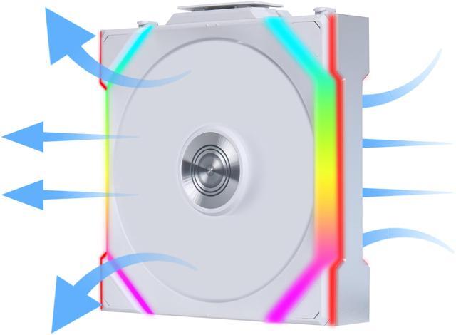 Alt view image 5 of 7 - Lian Li UNI Fan SL - Wireless 120 - Triple Pack (Reverse Blade) ARGB Fan - 2.4 GHz Wireless Controller Included - Customizable Lighting Effects - Controller requesd for use. - White (12RSL1W3W)