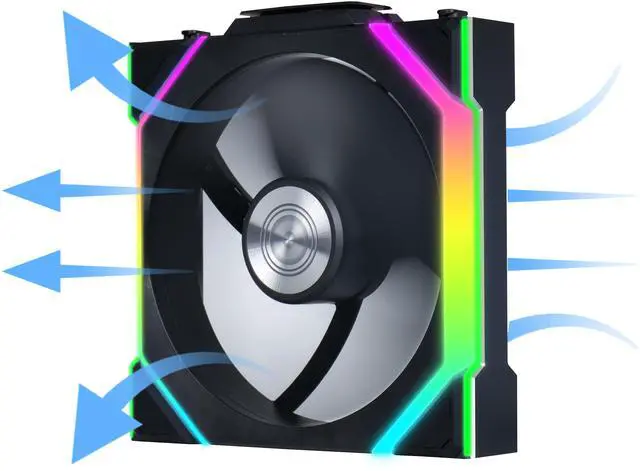 Alt view image 7 of 7 - Lian Li UNI Fan SL Wireless (Reverse Blade) 120mm ARGB Fan - Triple Pack - 2.4 GHz Wireless Signal for RGB & Fan Control - Daisy-Chain Design - Controller Included and Required - Black (12RSL1W3B)