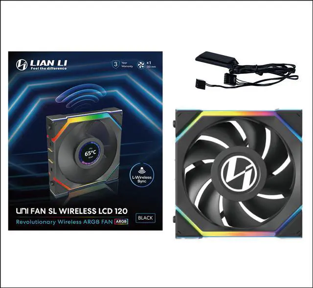 Alt view image 5 of 7 - Lian Li UNI Fan SL LCD Wireless 120mm ARGB Fan - Single Pack - 1.6" LCD Display - 2.4 GHz Wireless Signal for RGB & Fan Control -  Controller NOT Included & Required - Black (12SLLCD1W1B)