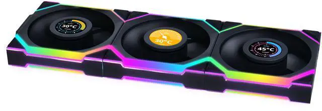 Alt view image 7 of 8 - Lian Li UNI Fan SL LCD Wireless (Reverse Blade) 120mm ARGB Fan - Triple Pack - 1.6" LCD Display - 2.4 GHz Wireless Signal for RGB & Fan Control - Controller Included & Required - Black(12RSLLCD1W3B)