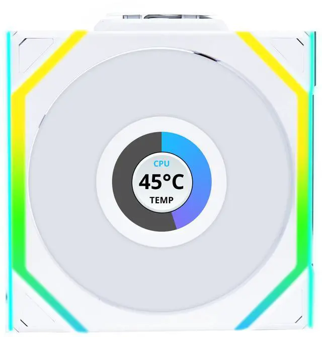 Alt view image 2 of 7 - Lian Li UNI Fan SL LCD Wireless 120mm ARGB Fan - Single Pack - 1.6" LCD Display - 2.4 GHz Wireless Signal for RGB & Fan Control -  Controller NOT Included & Required - White (12SLLCD1W1W)