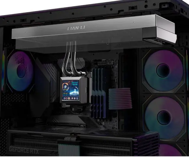 Alt view image 3 of 5 - Lian Li Hydroshift 360 AIO - Side-Mounted Coolant Pathway - 2.88 LCD Screen - 480 × 480 Resolution - Captured Screenshots or Recorded Videos Shift AIO , No fan Inclued  Black Color (HSLCD36NB)