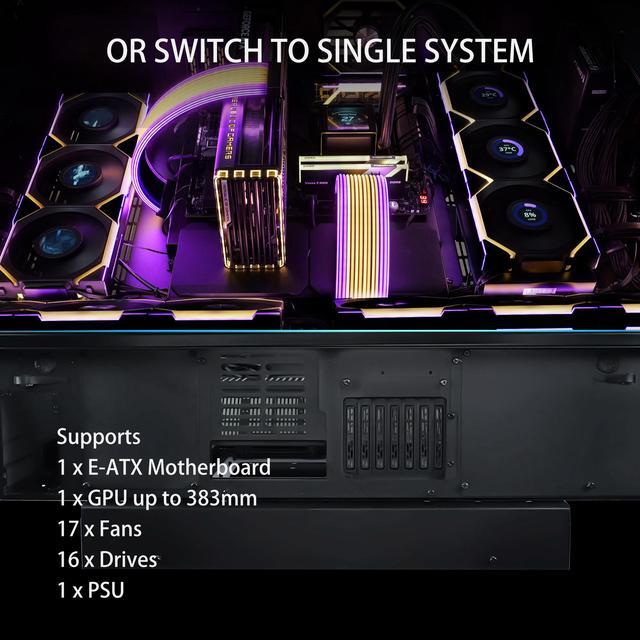 Alt view image 5 of 18 - Lian Li Motorized Standing Desk DK-07X : Dual E-ATX Support, Wireless Charging & USB Ports for Ultimate Workflow - Versatile Motorized Desk - Cable Management --  DK07X