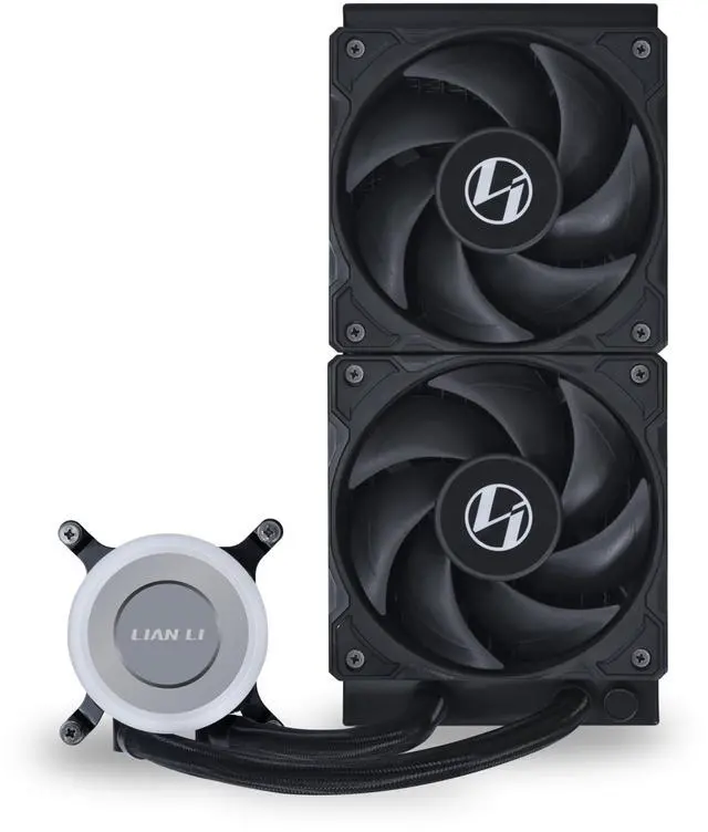 Alt view image 4 of 7 - Lian Li Galahad II Lite Liquid Cooler 240mm Performance PBT FansCustomizable Pump ARGB Blockhead & Switchable Lid  28mm PBT Fan, ARGB Side Light Strips for LGA 1700/AM5/AM4 (GA2L24PB)