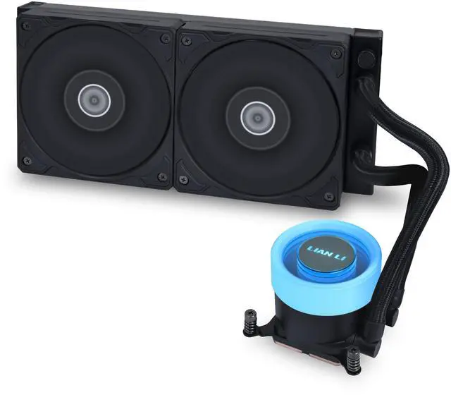 Alt view image 5 of 7 - Lian Li Galahad II Lite Liquid Cooler 240mm Performance PBT FansCustomizable Pump ARGB Blockhead & Switchable Lid  28mm PBT Fan, ARGB Side Light Strips for LGA 1700/AM5/AM4 (GA2L24PB)