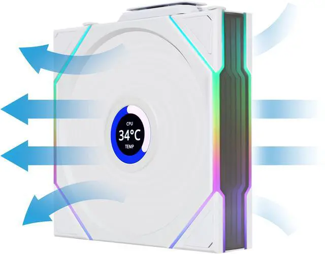 Alt view image 7 of 8 - LLian Li UNI Fan TL LCD 120 Wireless - Single Pack (Reverse Blade) - Controller Not Included - 2.4 GHz Wireless Control  - Infinity Mirror Design - Controller requesd for use. - White (12RTLLCD1W1W)