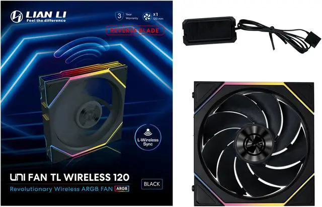 Alt view image 6 of 13 - Lian Li UNI Fan TL 120 Wireless - Single Pack (Reverse Blade) - Controller Not Included - 2.4 GHz Wireless Control  - Infinity Mirror Design - Controller requesd for use. - Black (12RTL1W1B)