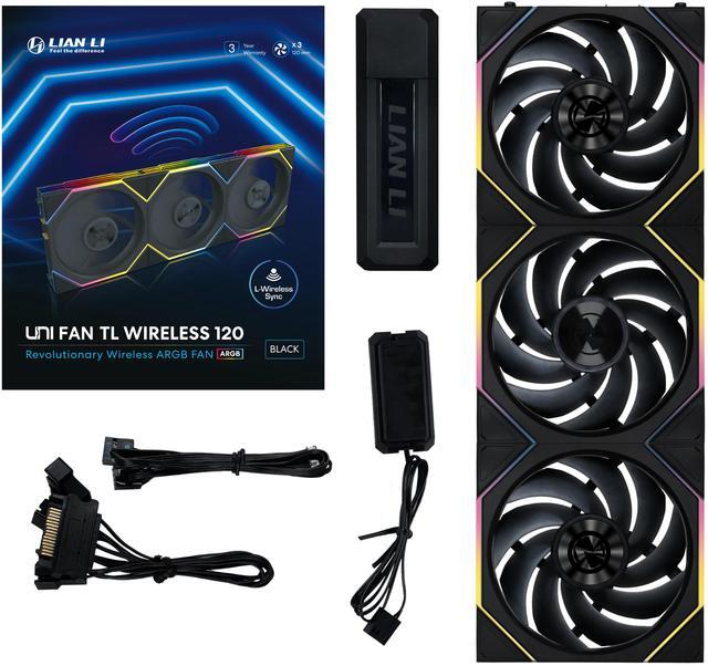 Alt view image 7 of 8 - Lian Li UNI Fan TL 120 Wireless - Triple Pack - 2.4 GHz Wireless Controller Included - Daisy Chain & Infinity Mirror Design - Controlle required. - Black (12TL1W3B)