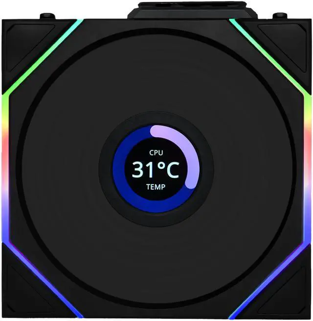 Alt view image 2 of 8 - Lian Li UNI Fan TL LCD 120 Wireless - Single Pack (Reverse Blade) - Controller Not Included - 2.4 GHz Wireless Control  - Infinity Mirror Design - Controller requesd for use. - Black (12RTLLCD1W1B)