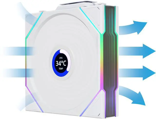 Alt view image 6 of 8 - Lian Li UNI Fan TL LCD 120 Wireless - Single Pack - Controller Not Included - 2.4 GHz Wireless Control  - Infinity Mirror Design - LCD Display - Controller requesd for use. - White (12TLLCD1W1W)