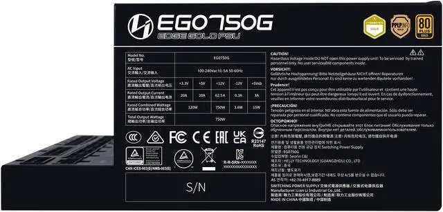 Alt view image 2 of 7 - Lian Li EDGE750W Fully Modular Low-Noise ATX Power Supply - ATX 3.1 & PCIE 5.1 Compliant - Cybenetics Gold Efficiency - 12V-2x6 Cable - L-Shape Design - Without USB/Fan Hub - Black (EG0750G.B)