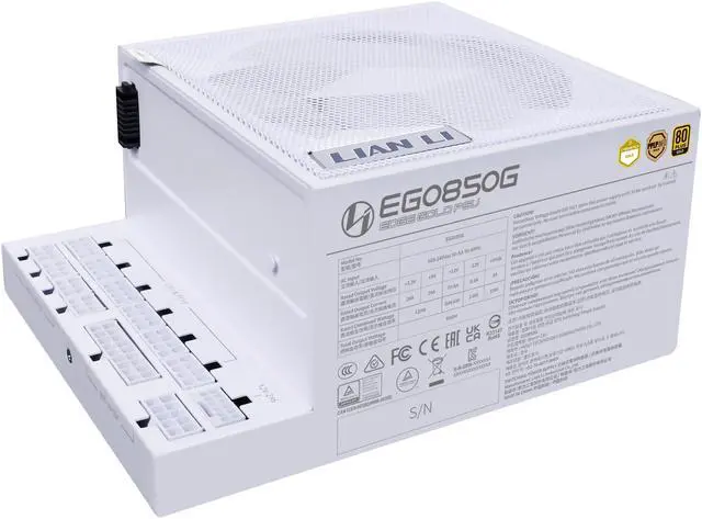 Alt view image 5 of 7 - Lian Li EDGE850W Fully Modular Low-Noise ATX Power Supply - ATX 3.1 & PCIE 5.1 Compliant - Cybenetics Gold Efficiency - 12V-2x6 Cable - L-Shape Design - Without USB/Fan Hub - White (EG0850G.W)