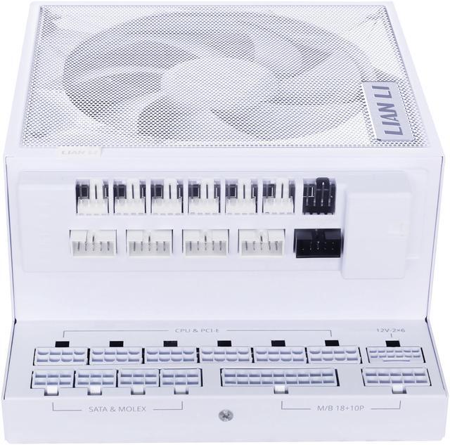 Alt view image 7 of 8 - Lian Li Edge Series-1200W Full Modular Power Supply (Fan Hub Included) - Gold-ATX 3.0, 3.1-PCIE 5.1-L-Shape Design for Dual Chamber Case-120mm FDB Fan-Supports up to 4 USB Device - White - EG1200G.WH