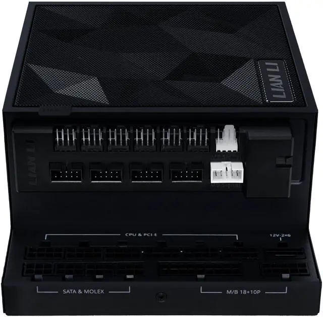 Alt view image 6 of 8 - Lian Li Edge Series-1000W Full Modular Power Supply (Fan Hub Included) - Gold-ATX 3.0, 3.1-PCIE 5.1-L-Shape Design for Dual Chamber Case-120mm FDB Fan-Supports up to 4 USB Device  - Black --EG1000G.BH