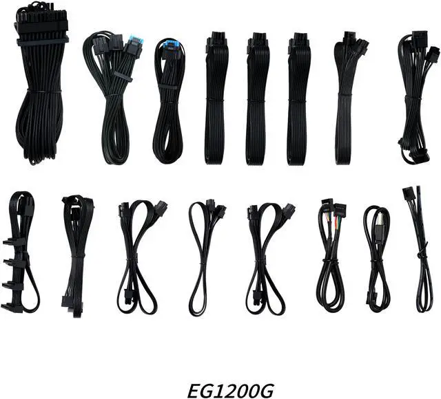 Alt view image 7 of 7 - Lian Li Edge Serie - 1200W Full Modular Power Supply (Fan USB Hub Included) - Gold - ATX 3.1 - PCIE 5.1 Support - 12V-2x6 Connector - L-Shape Design for Dual Chamber Case - Black -EG1200G.BH