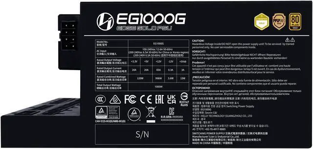 Alt view image 4 of 8 - Lian Li Edge Series-1000W Full Modular Power Supply (Fan Hub Included) - Gold-ATX 3.0, 3.1-PCIE 5.1-L-Shape Design for Dual Chamber Case-120mm FDB Fan-Supports up to 4 USB Device  - Black --EG1000G.BH