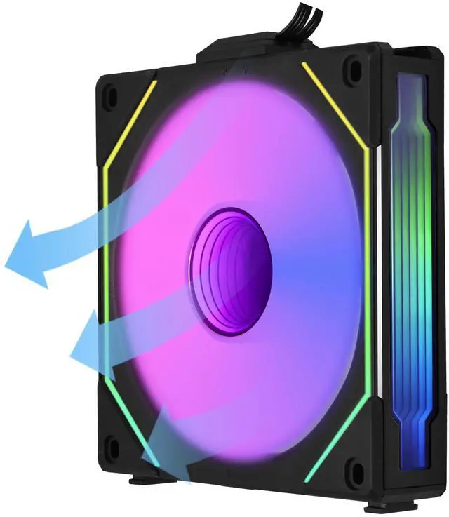 Alt view image 4 of 7 - Lian Li UNI Fan SL-Infinity 120 - Triple Pack (Reverse Blade) ARGB Fan-Daisy-Chain Design-Infinity Mirror-Cable Management-Customizable Lighting Effects w/Controller- Black (12RSLIN3B)